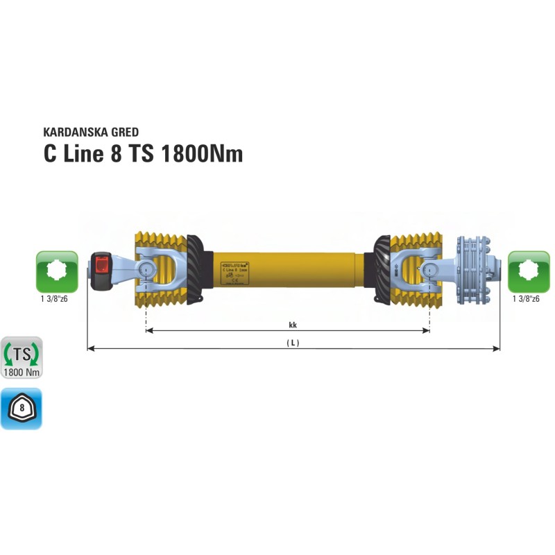 KARDAN C8 TS 2000Nm kk860(1190) FREZA,VRT.BRANA