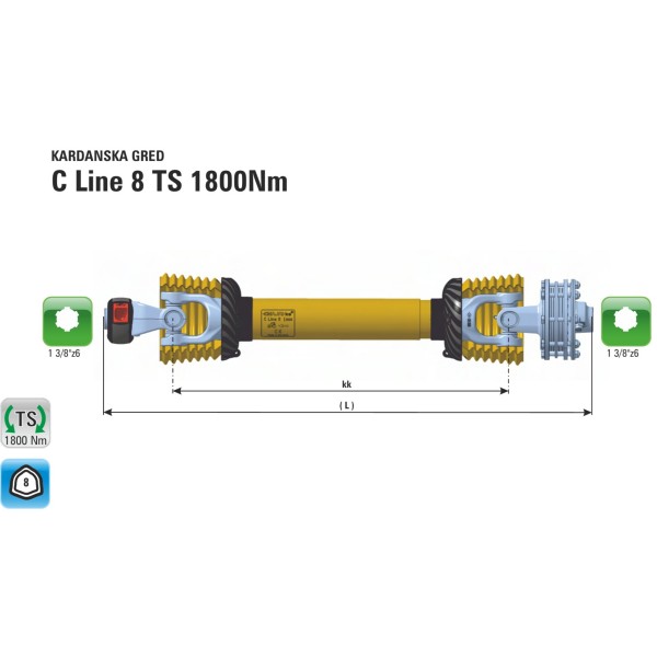 KARDAN C8 TS 2000Nm kk860(1190) FREZA,VRT.BRANA