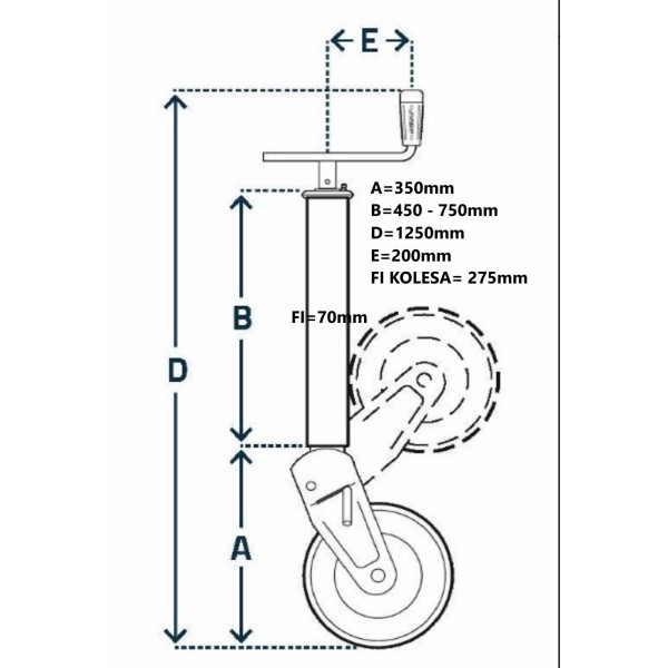 KOLO PODPORNO KOVINSKO FI=70mm 1000KG