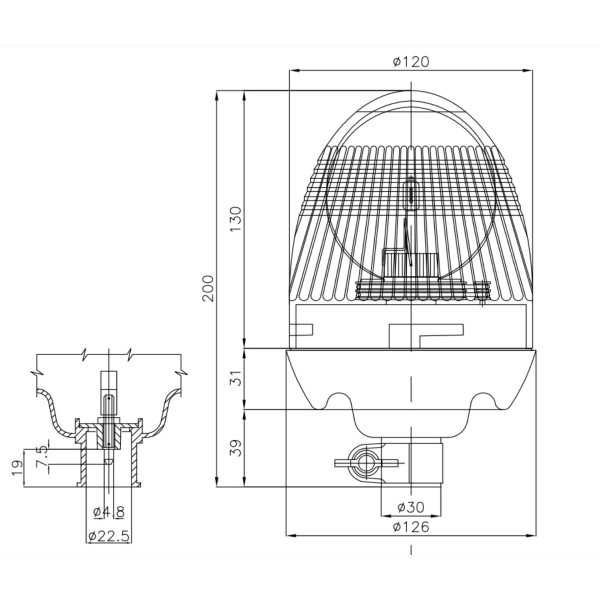 LUČ ROTACIJSKA 12V NATIČNA